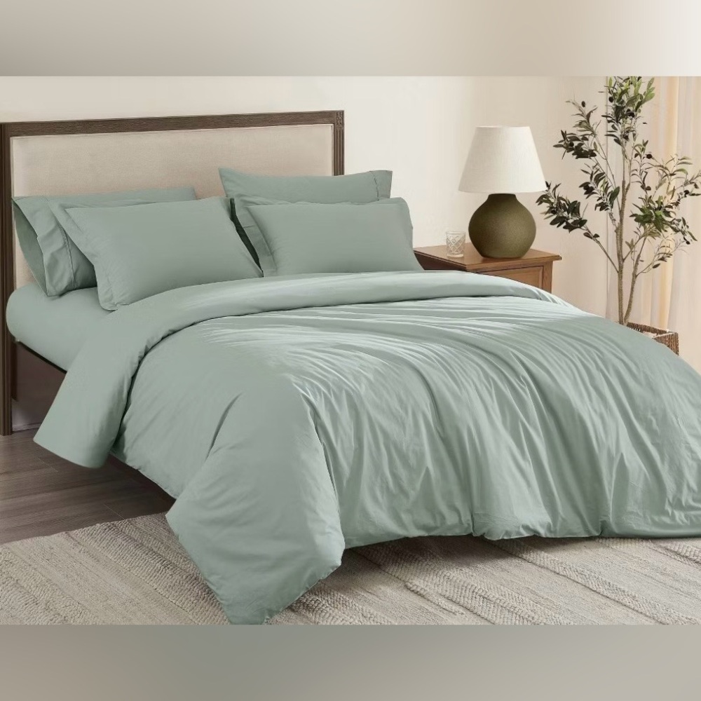 Brooklyn Loom Tight-Weave Cotton Percale Duvet Set Queen